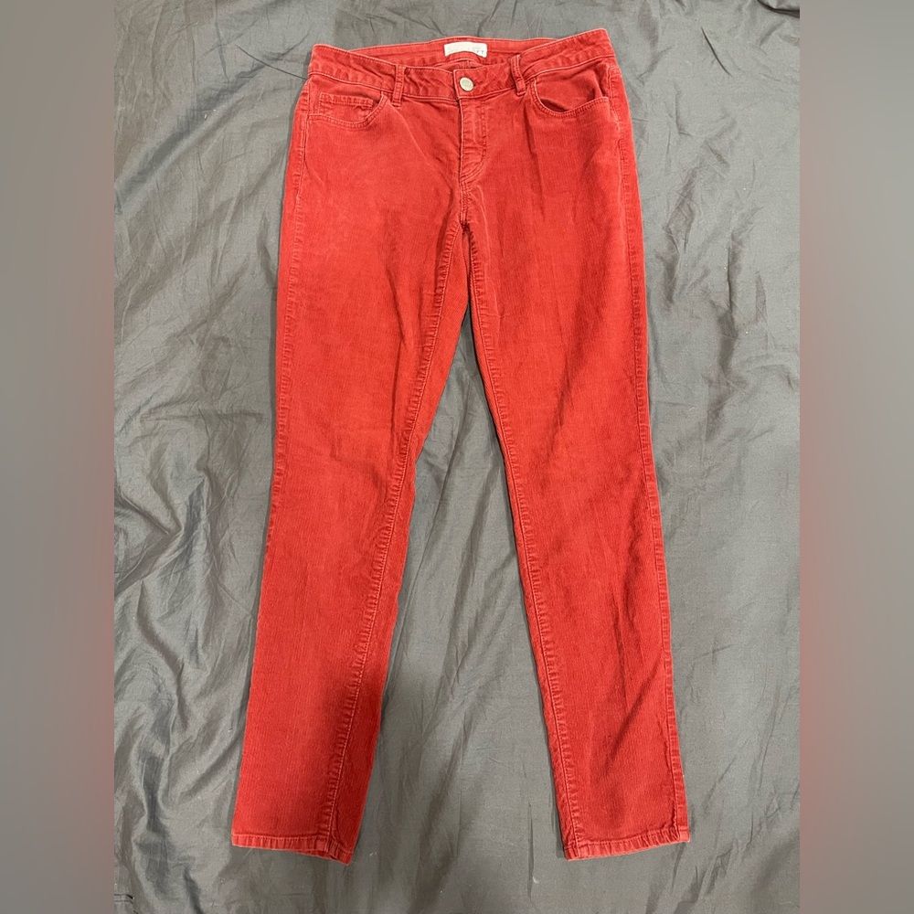 LOFT Women’s Red Curvy Skinny Corduroys